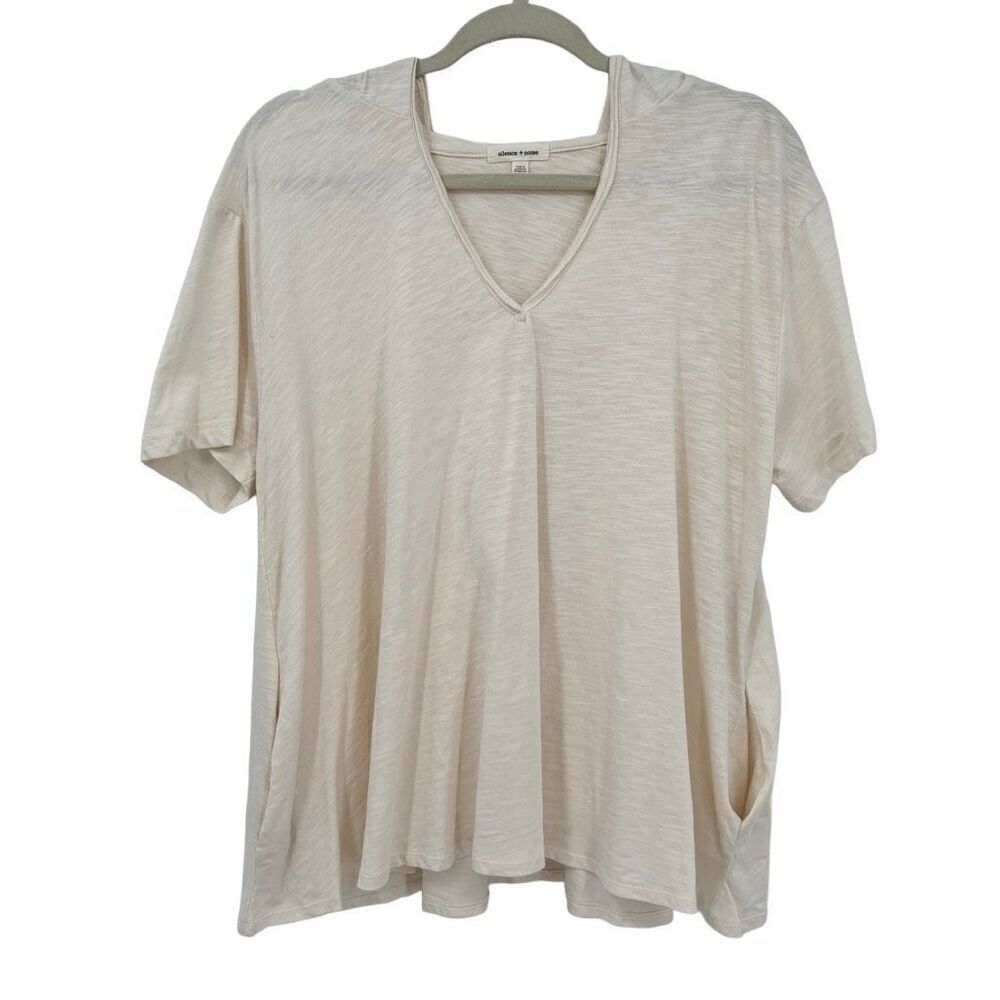 Urban  Outfitters Silence + Noise Oversized Cropped Hoodie Tee Cream XS‎